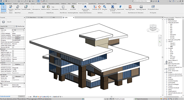 Fig1 Modello architettonico Autodesk Revit